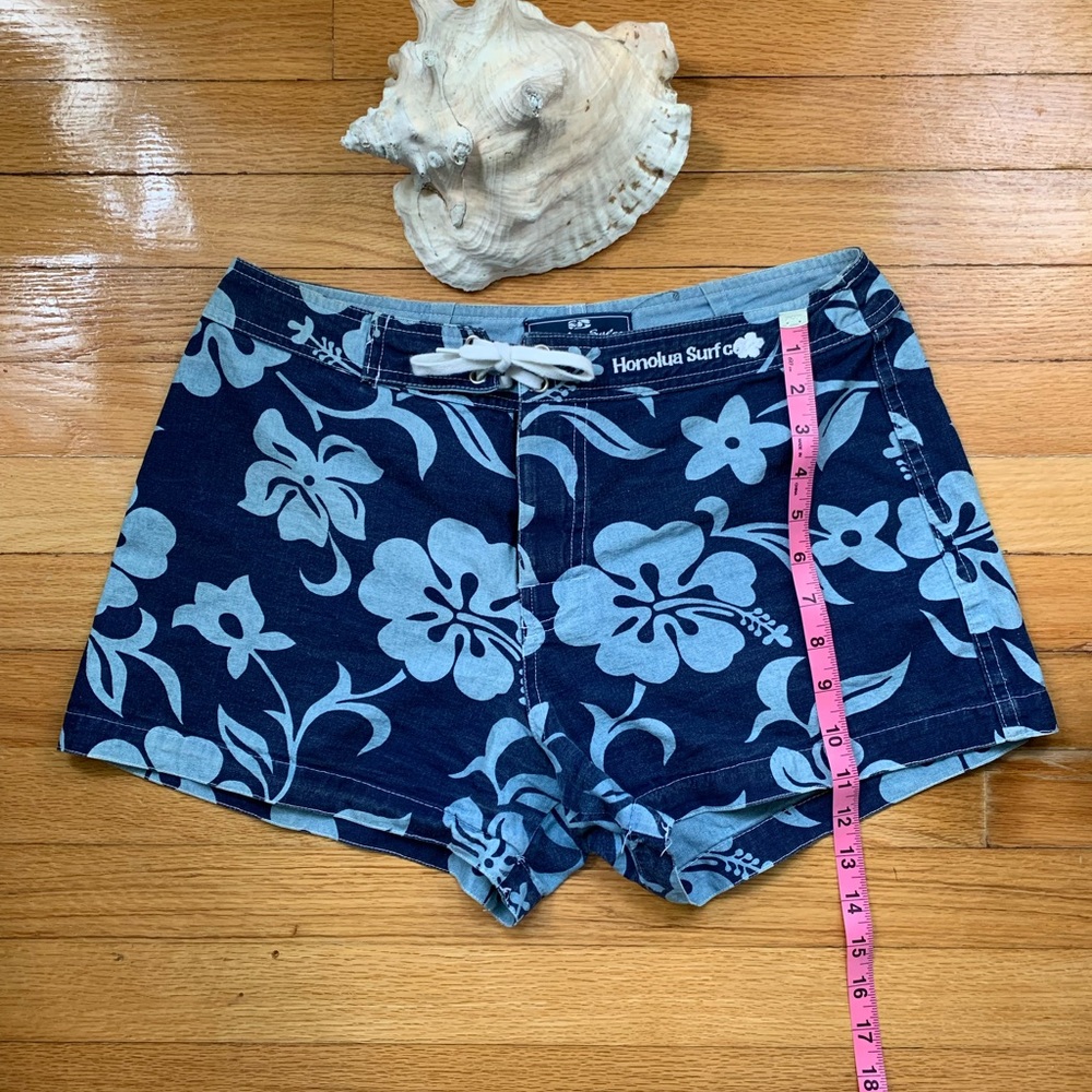 Vintage Honulua Surf 🌊Women’s 🌺 Board Shorts Size 11 Blue Hibiscus Floral - Picture 5 of 12
